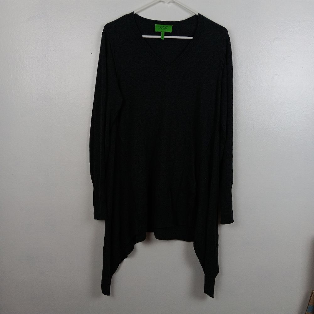 Logo by Lori Goldstein Grey Charcoal Cotton & Cashmere Blend Tunic Size M